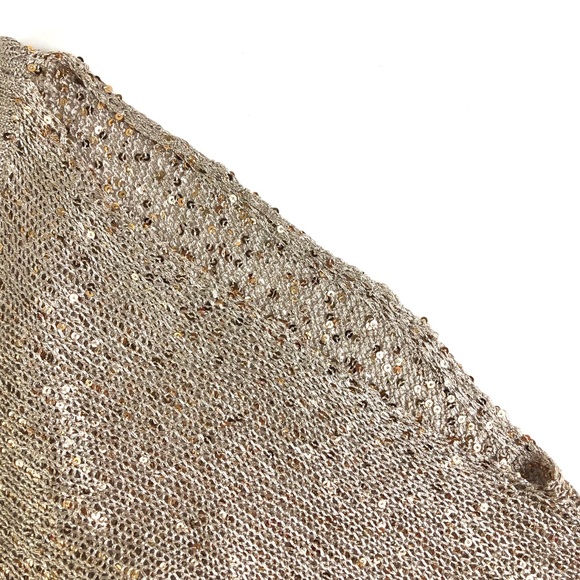 Bebe Shoulder Cutout Gold Sequin Sweater - Picture 8 of 9